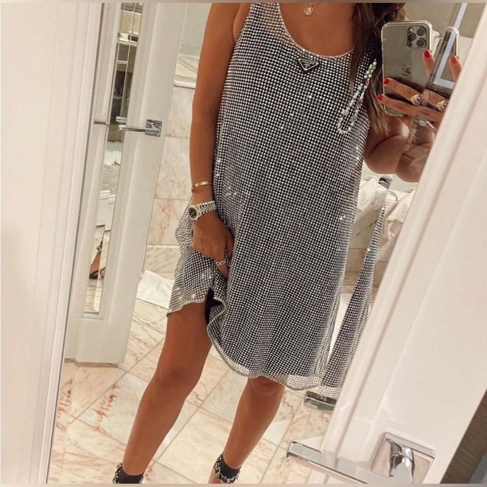 Prada Crystal Rhinestone Embellished Mesh Dress - Picture 2 of 13